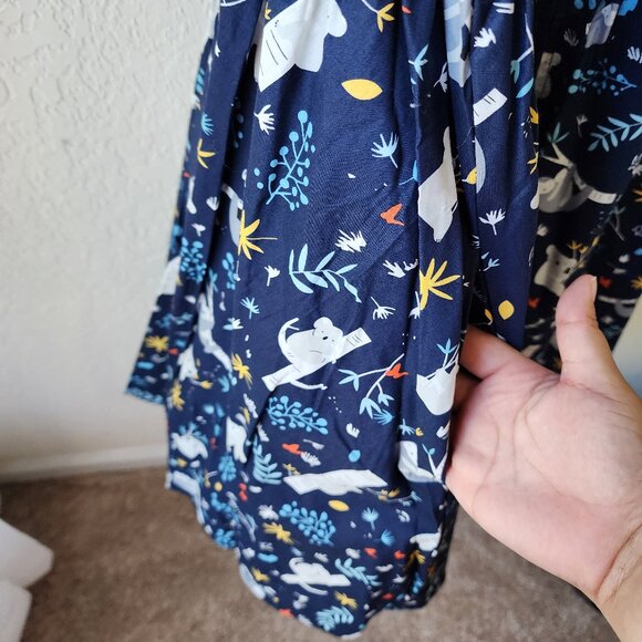 NWT Unique Vintage Navy Koala & Sloth Print Arden Babydoll Dress - Picture 4 of 8